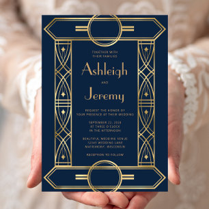 Invitación Boda azul de la Marina de Guerra del marco de la d
