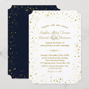 Invitación Boda azul de la Marina de la Noche de Oro Espectac