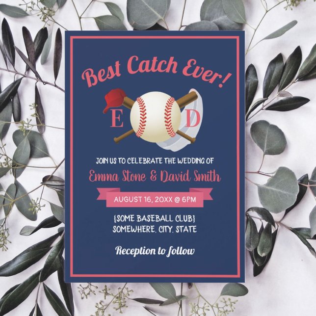Invitación Boda azul de la Marina de los Deportes de Béisbol (Subido por el creador)