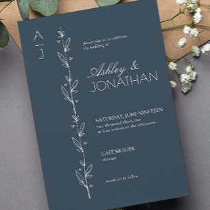 Invitación Boda Azul de la Marina de los Dividedores Botánico