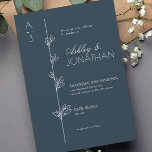 Invitación Boda Azul de la Marina de los Dividedores Botánico