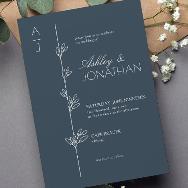 Invitación Boda Azul de la Marina de los Dividedores Botánico (Subido por el creador)