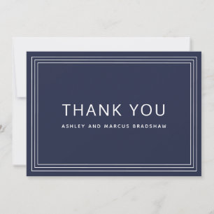 Invitación Boda azul de la Marina de Marcos Simple Gracias