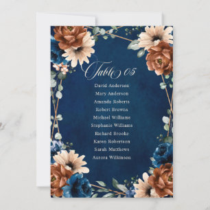 Invitación Boda azul de la Marina de Terracota Tabla de asien