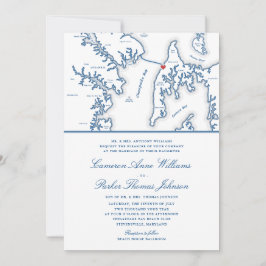 Invitación Boda azul de la Marina del Chesapeake Bay Beach Cl