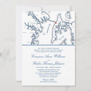 Invitación Boda azul de la Marina del Chesapeake Bay Beach Cl