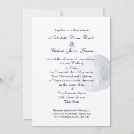 Invitación Boda azul de la Marina del Dólar de Arena