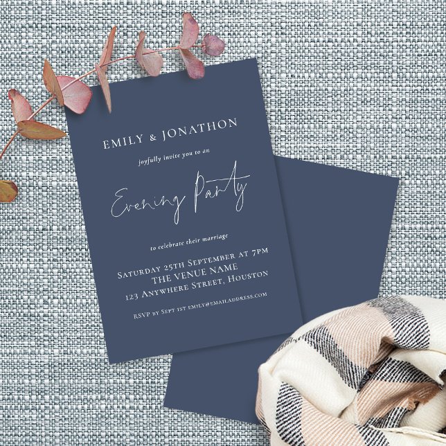 Invitación Boda azul de la Marina Dusty Fiesta de la noche (Subido por el creador)