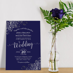 Invitación Boda azul de la Marina Elegante