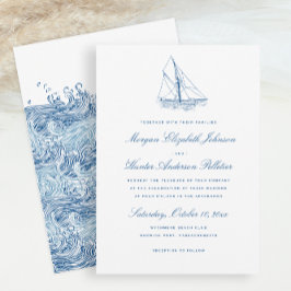Invitación Boda azul de la Marina Elegante de la Marina