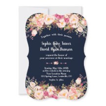 Boda azul de la Marina floral rosa Rubor moderna