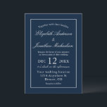 Invitación Boda azul de la Marina Minimalista clásica<br><div class="desc">Invitación nupcial minimalista</div>