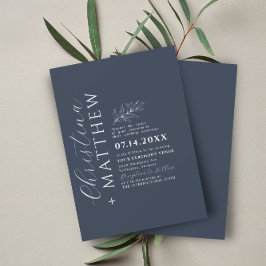 Invitación Boda azul de la Marina Minimalista moderna