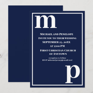 Invitación Boda azul de la Marina Monográfica de Estilo Moder