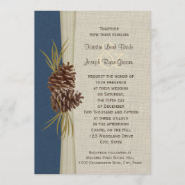 Invitación Boda azul de la Marina Pines Woodland