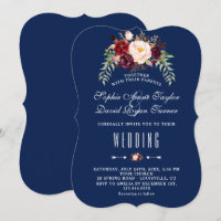 Boda Azul de la Marina Real Floral de Borgoña Mars