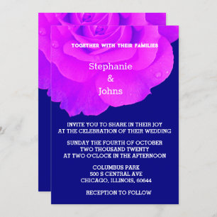 Invitación Boda azul de la Marina Rosa Rosa Rosa Morada Viole