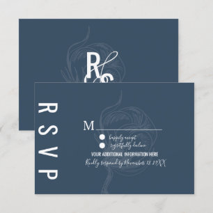 Invitación Boda azul de la planta de algodón botánico