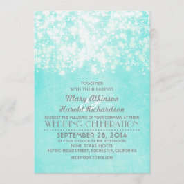 Invitación boda azul de luces de cadena