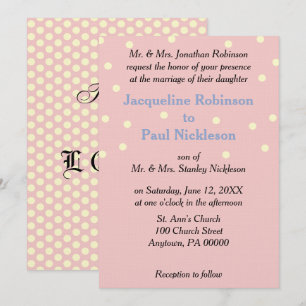 Invitación Boda Azul de Lunares de Crema de Rosa