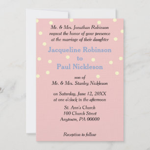 Invitación Boda Azul de Lunares de Crema de Rosa