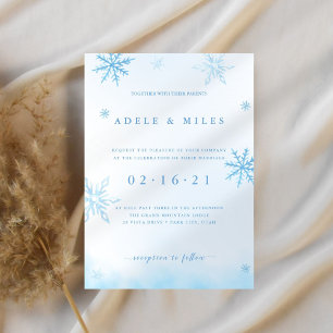 Invitación Boda azul de nieve de invierno
