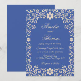 Invitación Boda azul de Ornamentos de época
