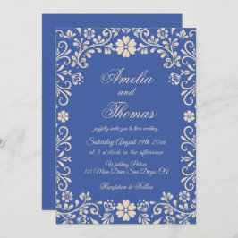 Invitación Boda azul de Ornamentos de época