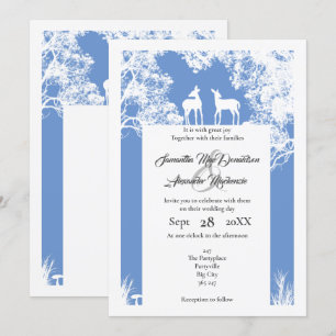 Invitación Boda azul de papel falso de Woodland