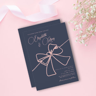 Invitación Boda azul de pizarra de Moda de Rubor Bow Elegance