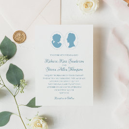 Invitación Boda Azul de Regencia de Cameo Clásico