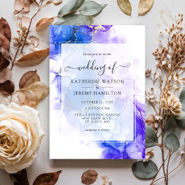 Invitación Boda azul de tinta de alcohol