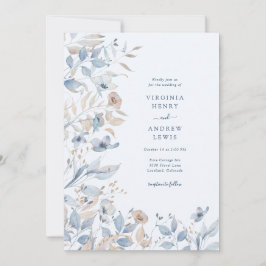 Invitación Boda azul del Boho de Flor silvestre