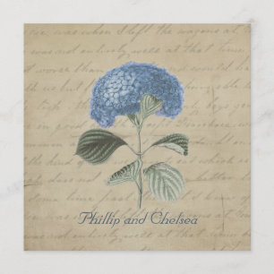 Invitación Boda azul del Hydrangea del vintage
