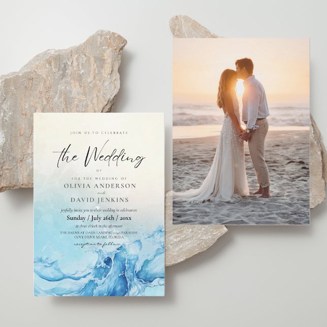 Invitación Boda azul del océano Boda de verano (Subido por el creador)
