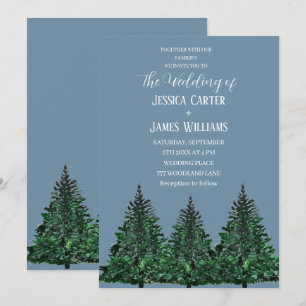 Invitación Boda azul del pino del bosque de invierno