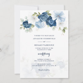 Invitación Boda Azul Dusty Floral