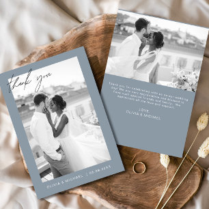 Invitación Boda Azul Dusty Presupuestario Gracias Cartas