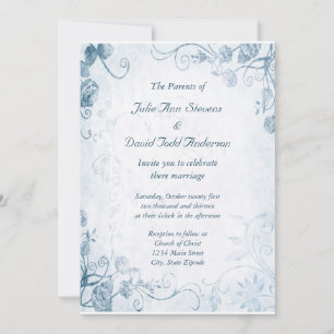 Invitación Boda azul elegante del vintage