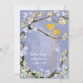 Invitación Boda azul en polvo de dos corazones
