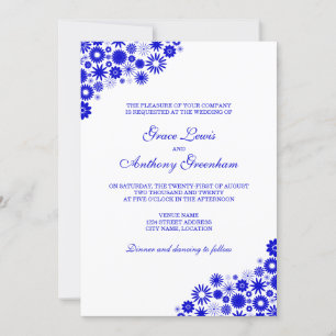 Invitación Boda azul floral real
