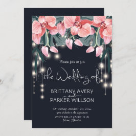 Invitación Boda Azul Floral Tropical