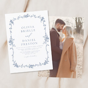Invitación Boda azul fotográfico francés de época victoriana