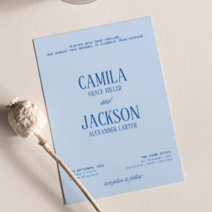 Invitación Boda Azul Fría 