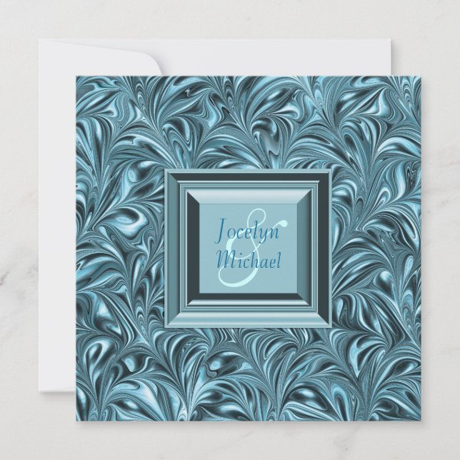 Invitación Boda azul hielo azul teal (Anverso)