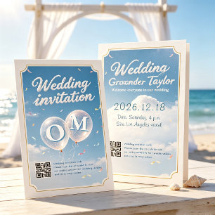Invitación Boda azul junto al mar 