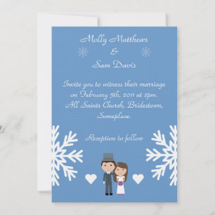Invitación Boda azul linda del invierno de los copos de nieve
