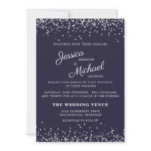 Boda Azul Marino Plata Brillante Escritura Elegant