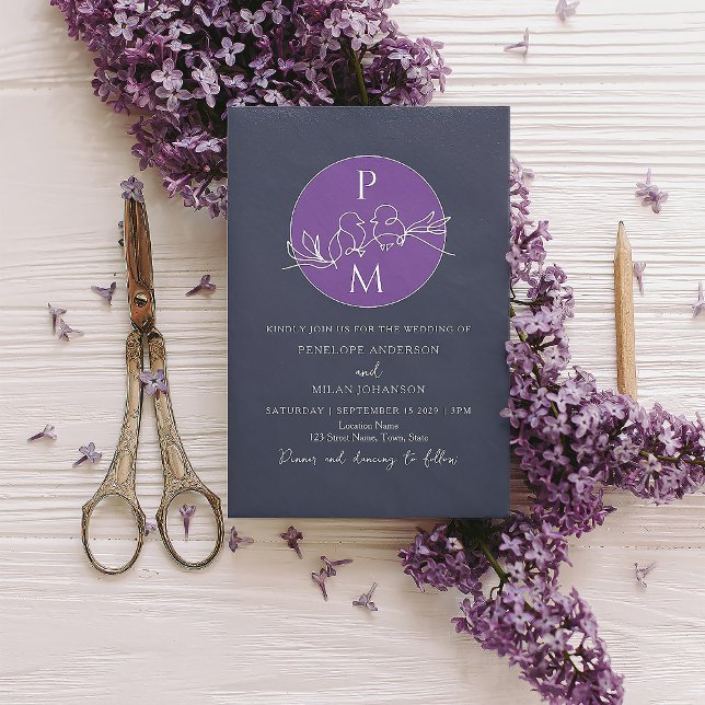 Invitación Boda azul marino púrpura (Subido por el creador)