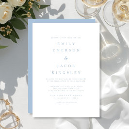 Invitación Boda Azul Minimalista Elegante
